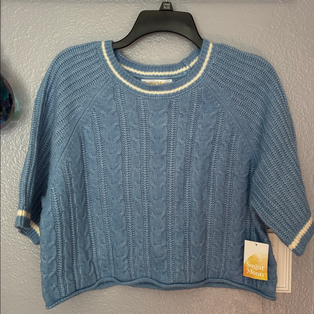 Sugar Moon Blue Cable Knit Sweater